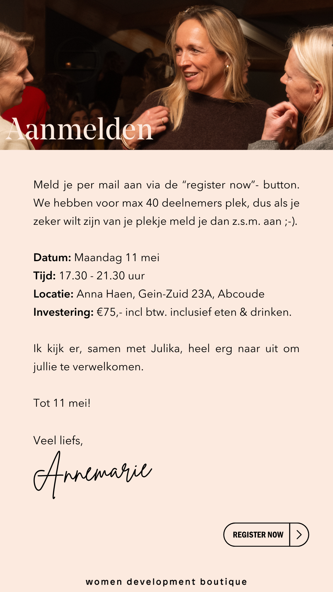 Uitnodiging Boutique Event Innerlijke vrede in oorlogstijd